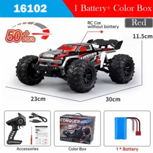 Top 16102 RC Cars 2.4G 390 Moter High Speed Racing With LED 4WD Drift Remote Control Off-Road 4x4 Truck Toys For Adults And Kids
