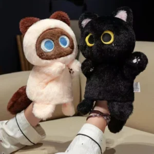 Cute Cat Hand Puppet Plushed Doll Soft Kitty Educational Baby Toys Simulator Animal Soft Stuffed Toys Anime Puppet for Kids