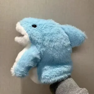 [JN] 1Pcs Blue Shark Hand Finger Story Puppet Cute Plush Animal Toy Educational Baby Toys Simulated Shark Children Gift