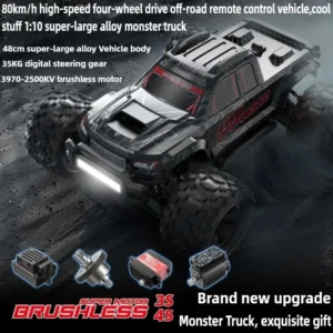 Kawaii Toy Car Funny Gift-80km/h High-speed 4WD Rc Truck,1:10 Brushless Off-road Rc Cars,48cm Super Monster Truck,Toys for Boys
