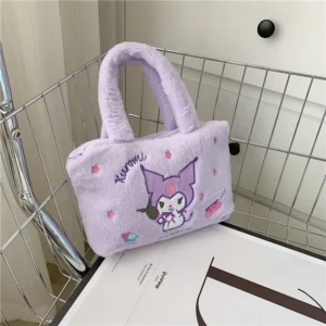 Sanrio Characters Plush Backpack Set - Cinnamoroll Kuromi Hello Kitty My Melody Kawaii Shoulder Bag for Women, Cute Makeup